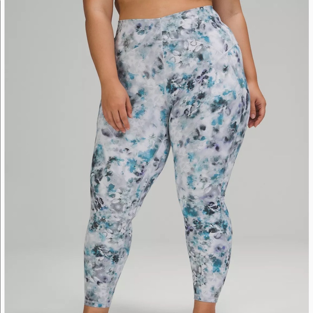 lululemon athletica White Teal Black Marble Print High-Rise Leggings